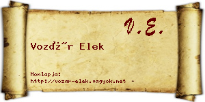 Vozár Elek névjegykártya